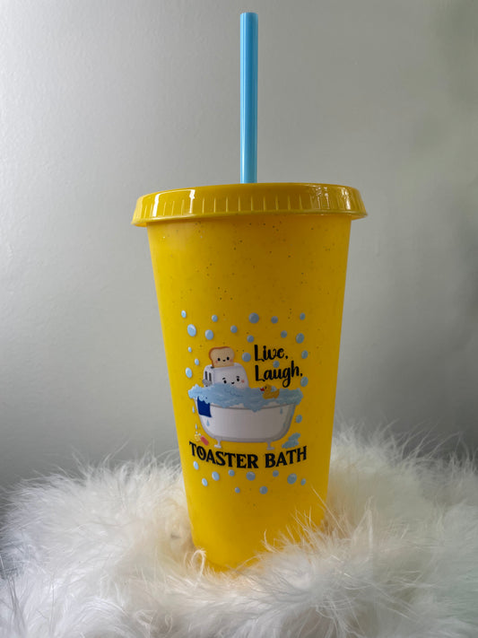 Yellow Glitter Speckled "Live Laugh Toaster Bath"